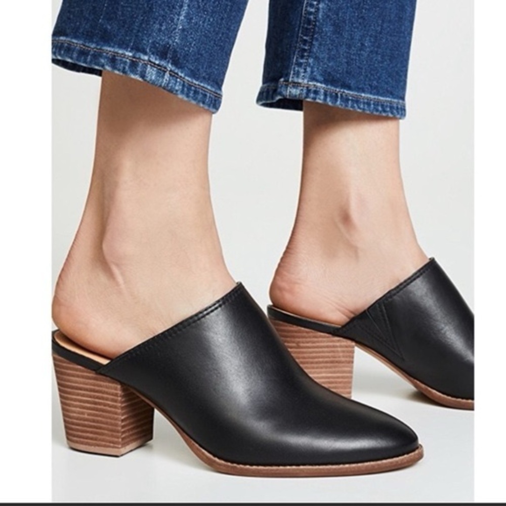 Madewell Harper Mules Black Leather Size 9